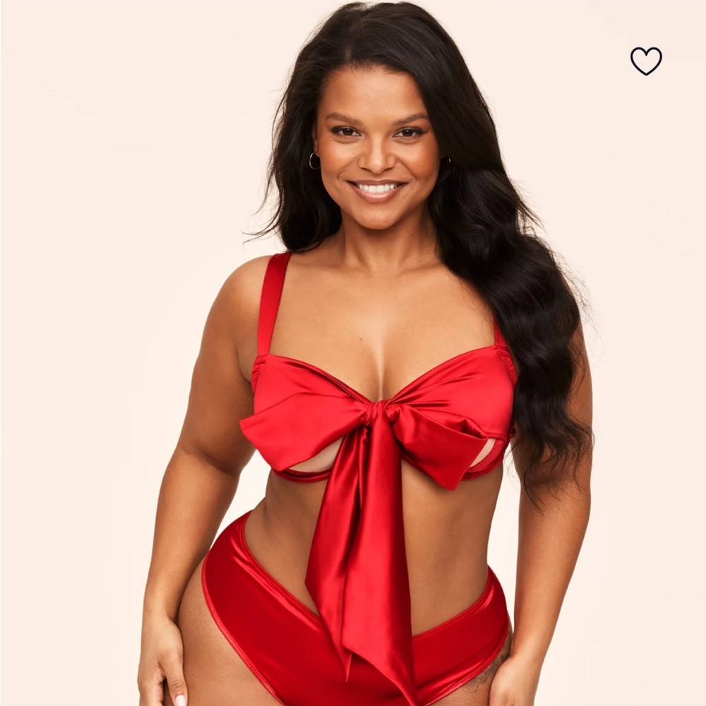 Adore Me Vibrant Red Bow lingerie set